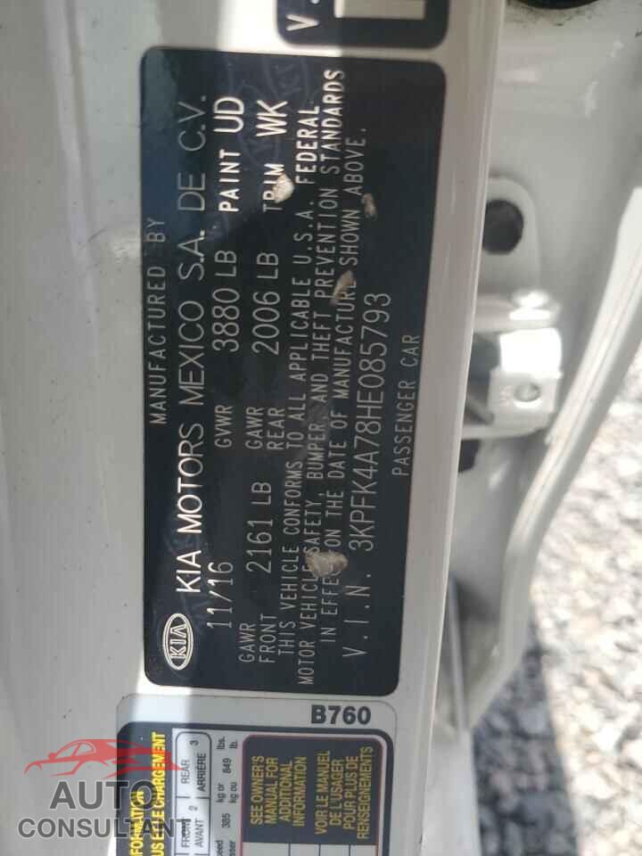 KIA FORTE 2017 - 3KPFK4A78HE085793