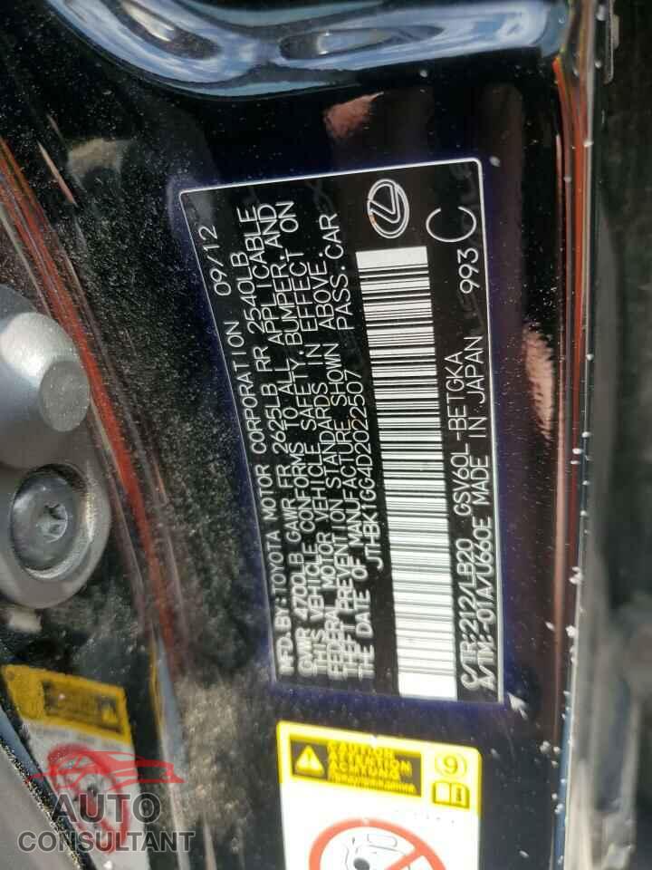 LEXUS ES350 2013 - JTHBK1GG4D2022507