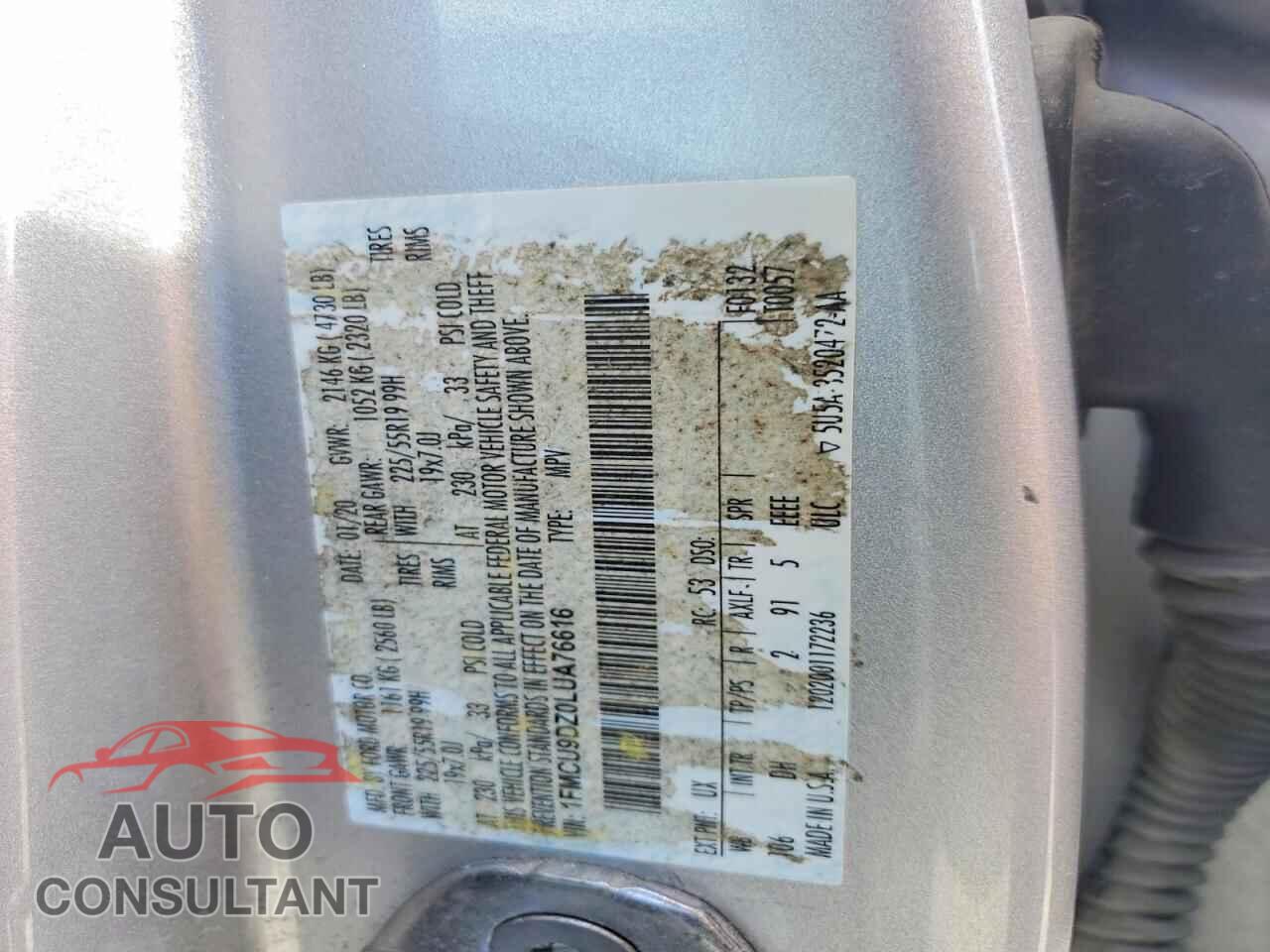 FORD ESCAPE 2020 - 1FMCU9DZ0LUA76616