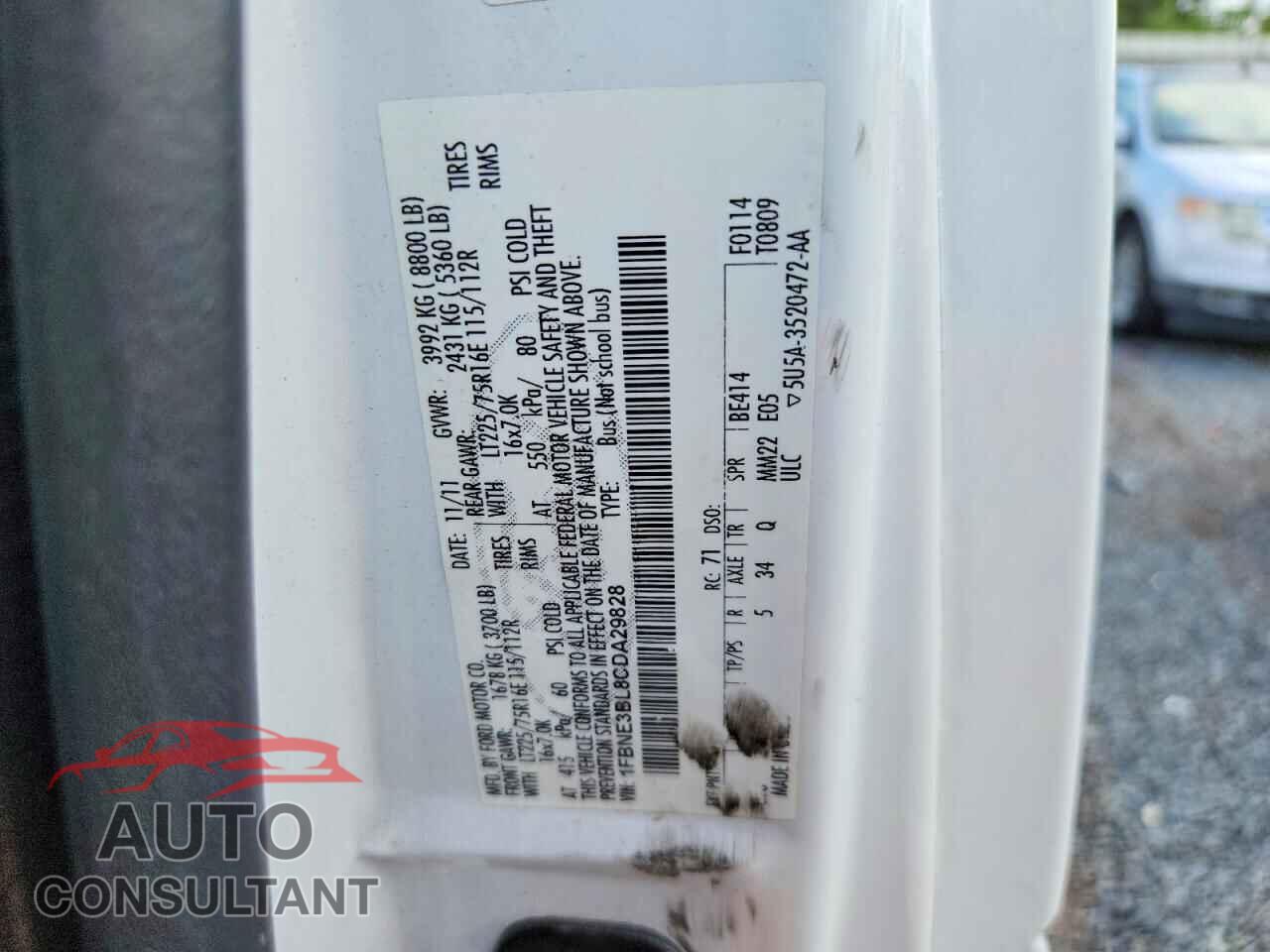 FORD ECONOLINE 2012 - 1FBNE3BL8CDA29828