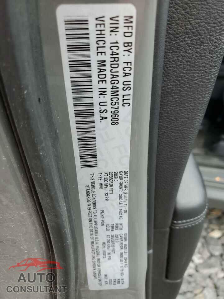 DODGE DURANGO 2021 - 1C4RDJAG4MC579608
