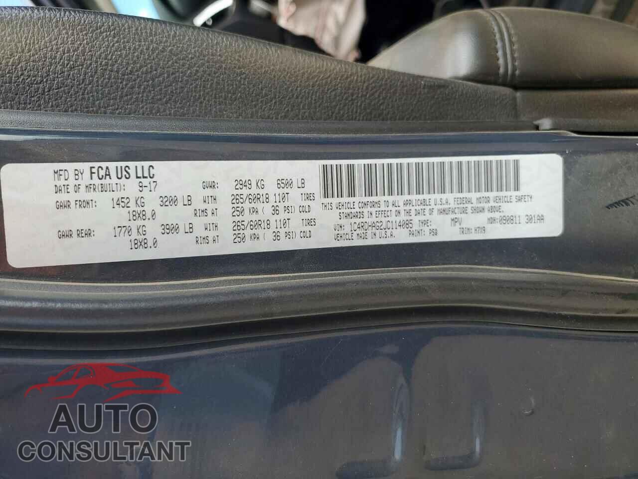 DODGE DURANGO 2018 - 1C4RDHAG2JC114085
