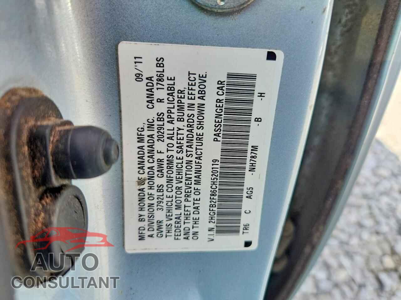 HONDA CIVIC 2012 - 2HGFB2F86CH520119