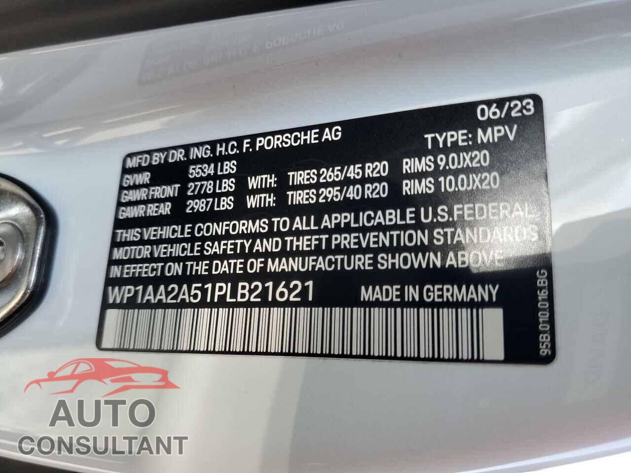 PORSCHE MACAN BASE 2023 - WP1AA2A51PLB21621