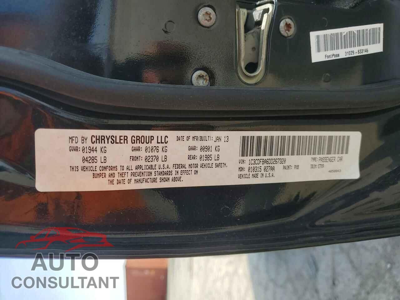 DODGE DART 2013 - 1C3CDFBA6DD267320