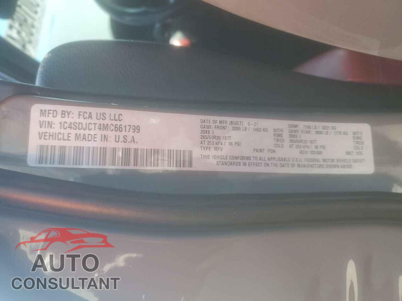 DODGE DURANGO 2021 - 1C4SDJCT4MC661799