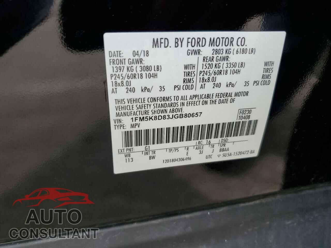 FORD EXPLORER 2018 - 1FM5K8D83JGB80657