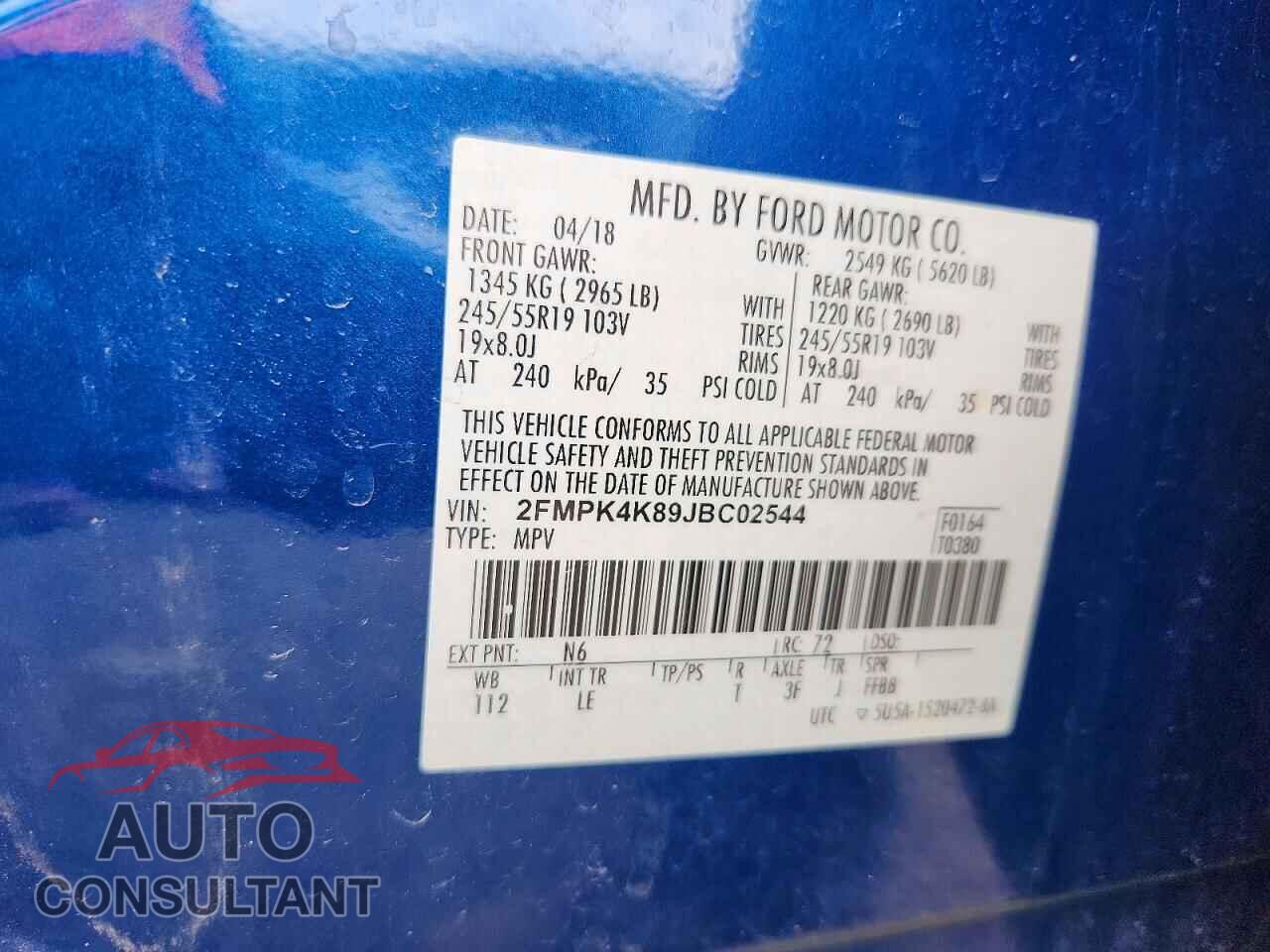 FORD EDGE 2018 - 2FMPK4K89JBC02544