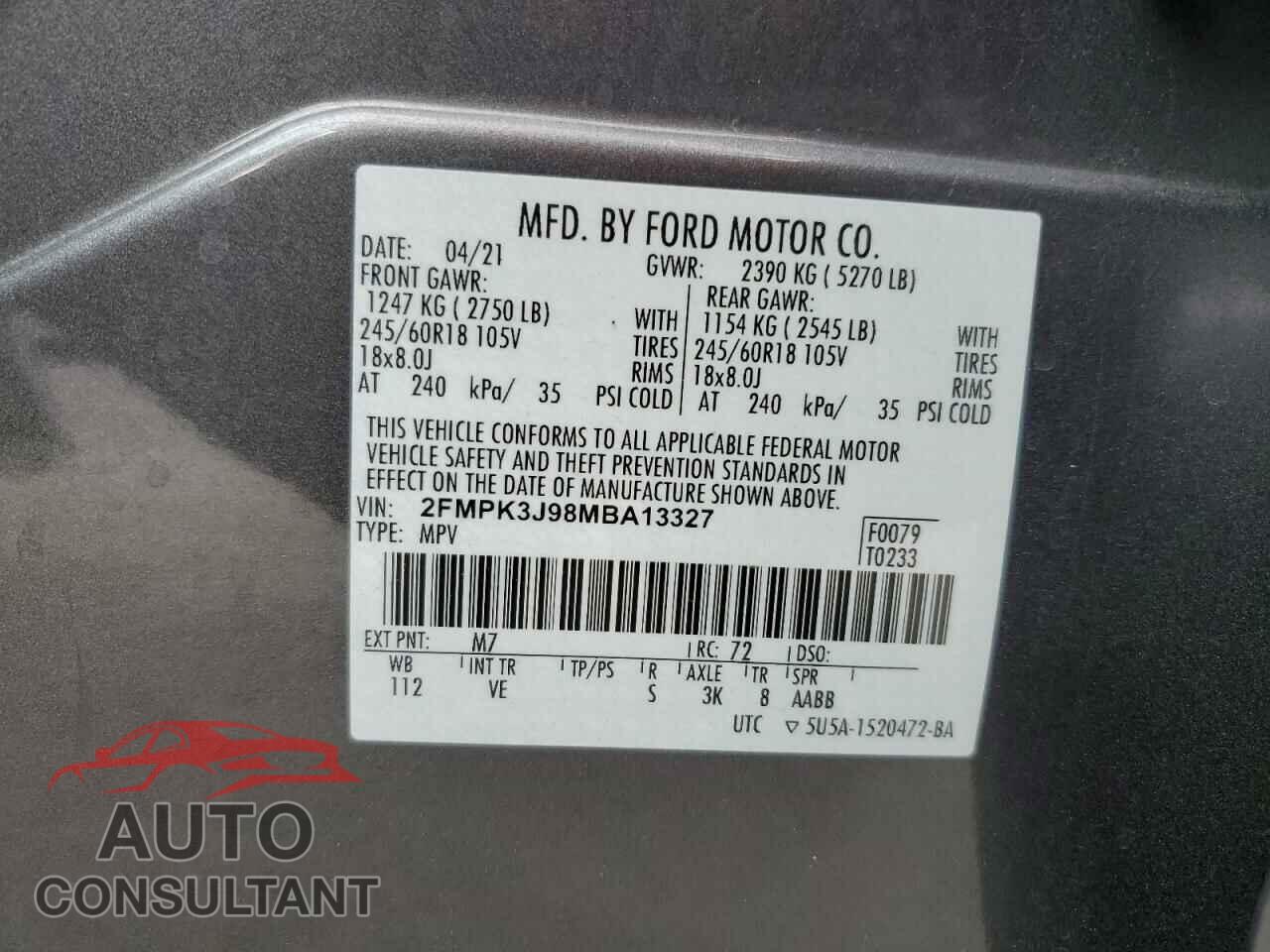 FORD EDGE 2021 - 2FMPK3J98MBA13327