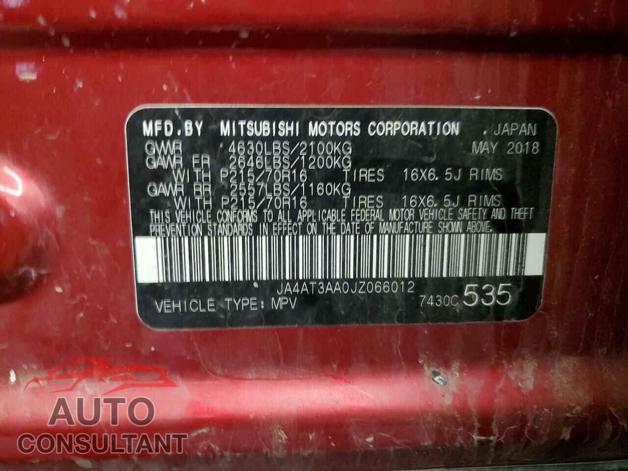 MITSUBISHI ECLIPSE 2018 - JA4AT3AA0JZ066012