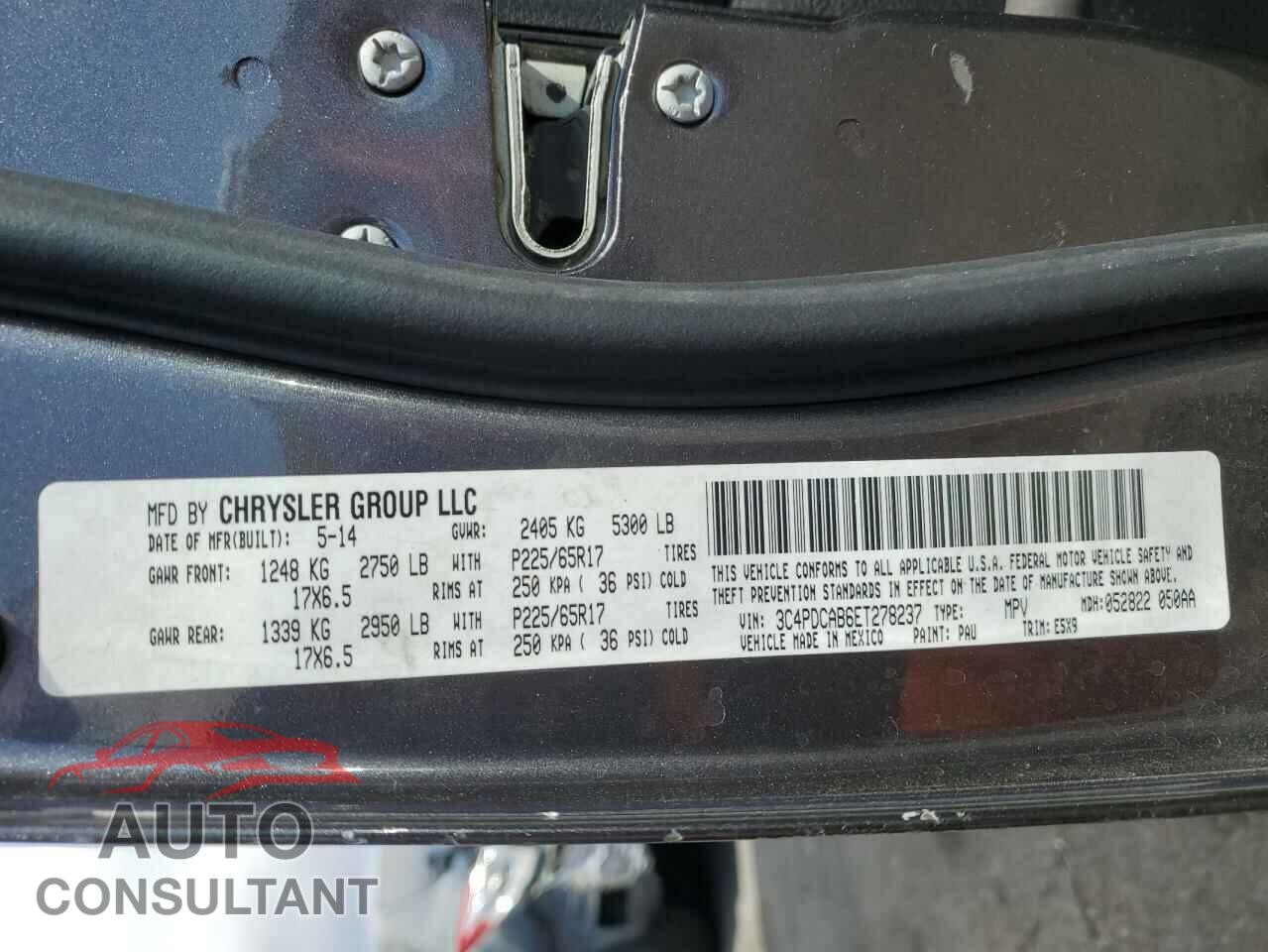 DODGE JOURNEY 2014 - 3C4PDCAB6ET278237