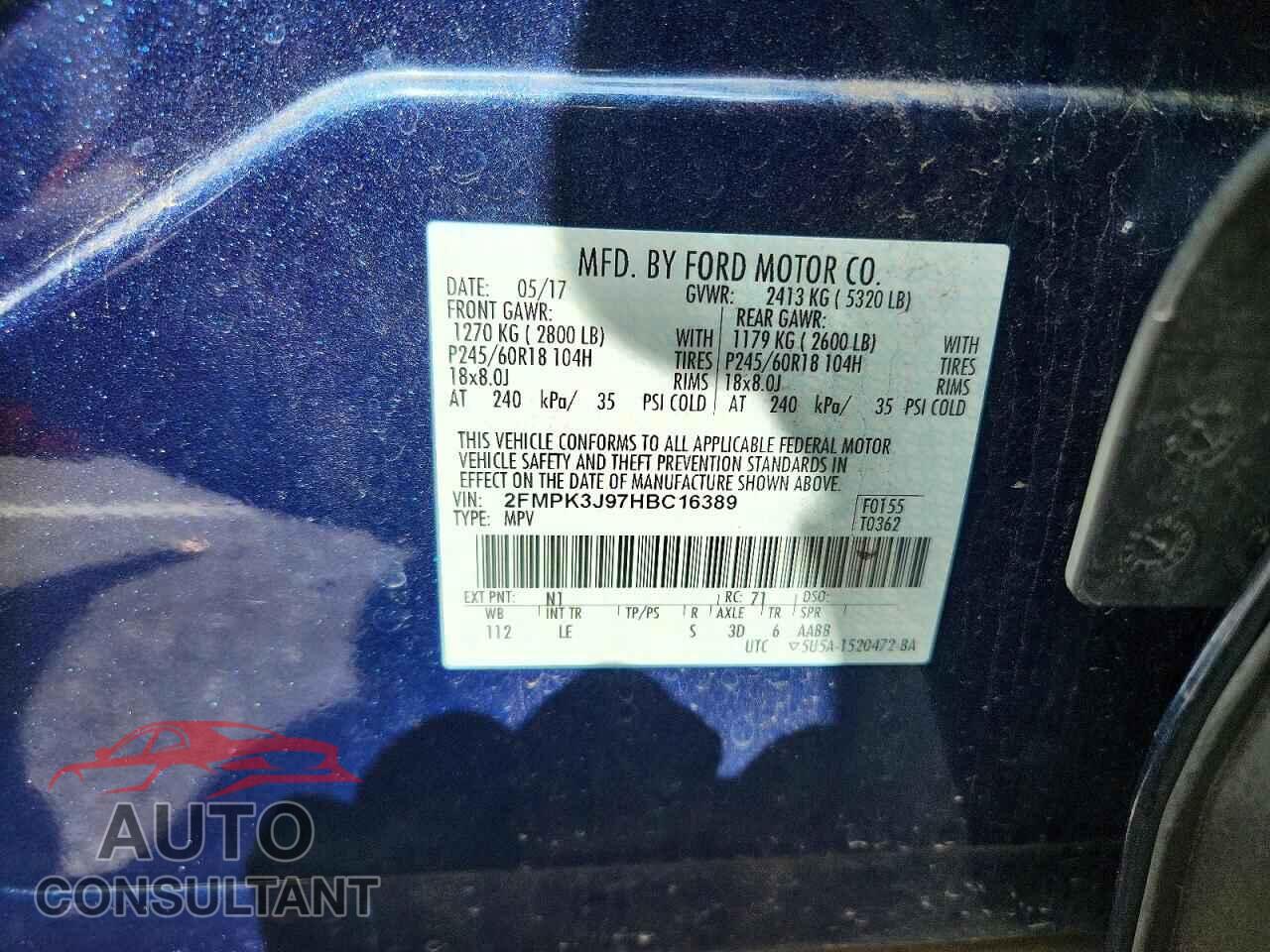 FORD EDGE 2017 - 2FMPK3J97HBC16389