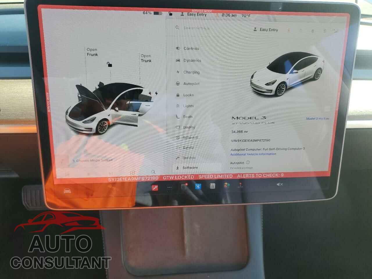 TESLA MODEL 3 2021 - 5YJ3E1EA9MF872190