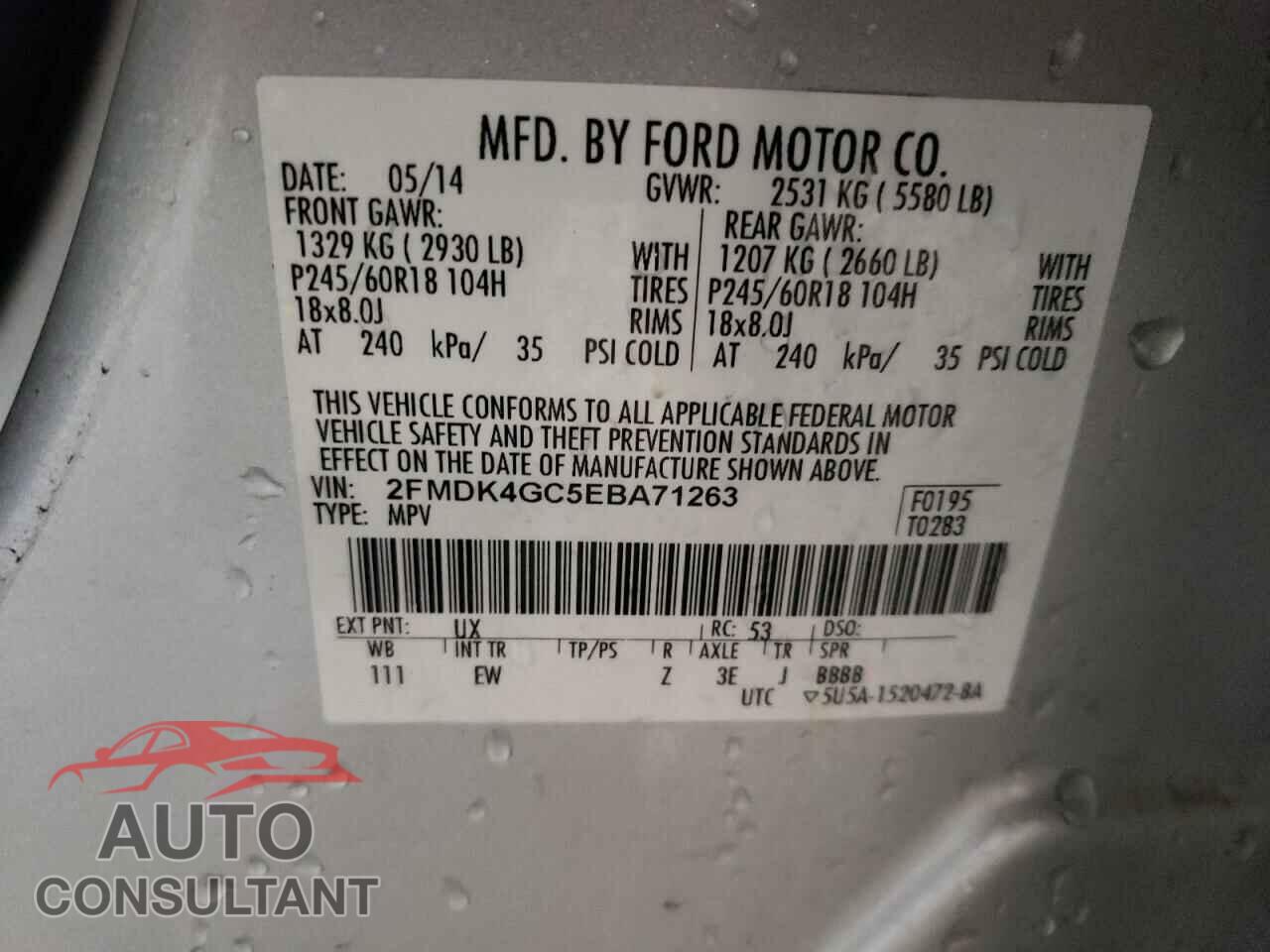 FORD EDGE 2014 - 2FMDK4GC5EBA71263