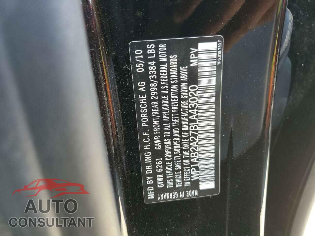 PORSCHE CAYENNE 2011 - WP1AB2A27BLA43020