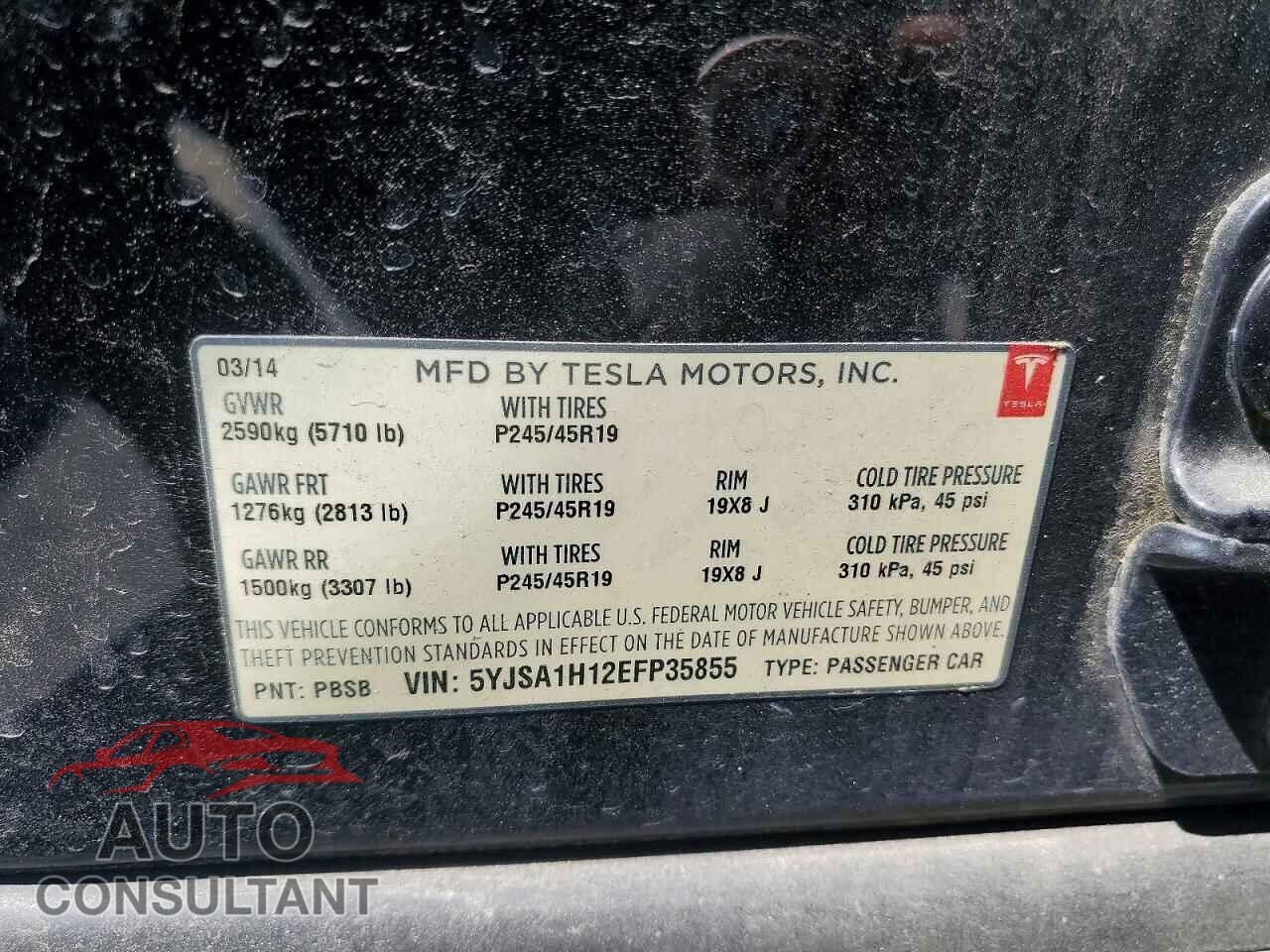 TESLA MODEL S 2014 - 5YJSA1H12EFP35855