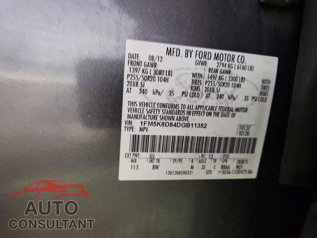 FORD EXPLORER 2013 - 1FM5K8D84DGB11352
