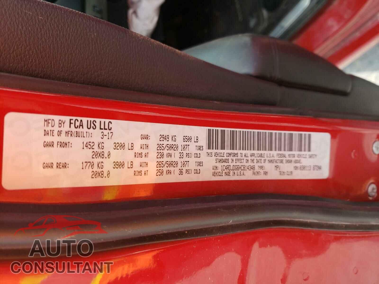 DODGE DURANGO 2017 - 1C4RDJDG6HC814348