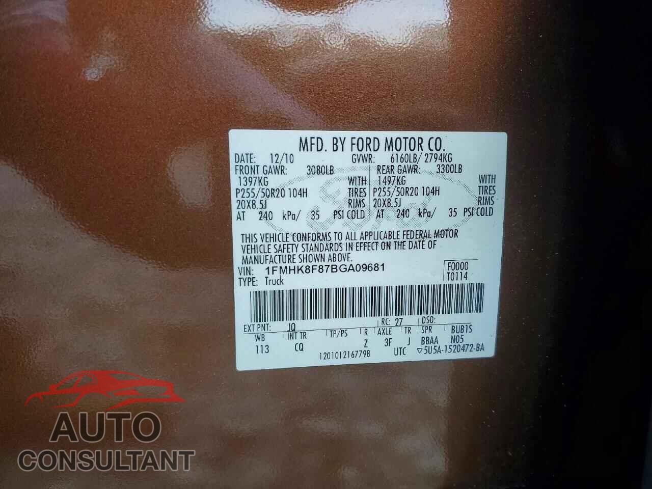 FORD EXPLORER 2011 - 1FMHK8F87BGA09681