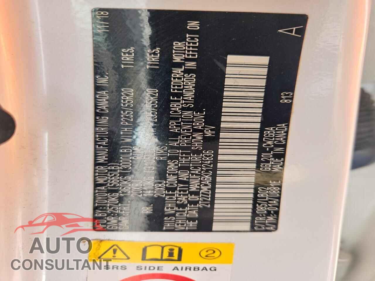 LEXUS RX350 2019 - 2T2ZZMCA6KC124836
