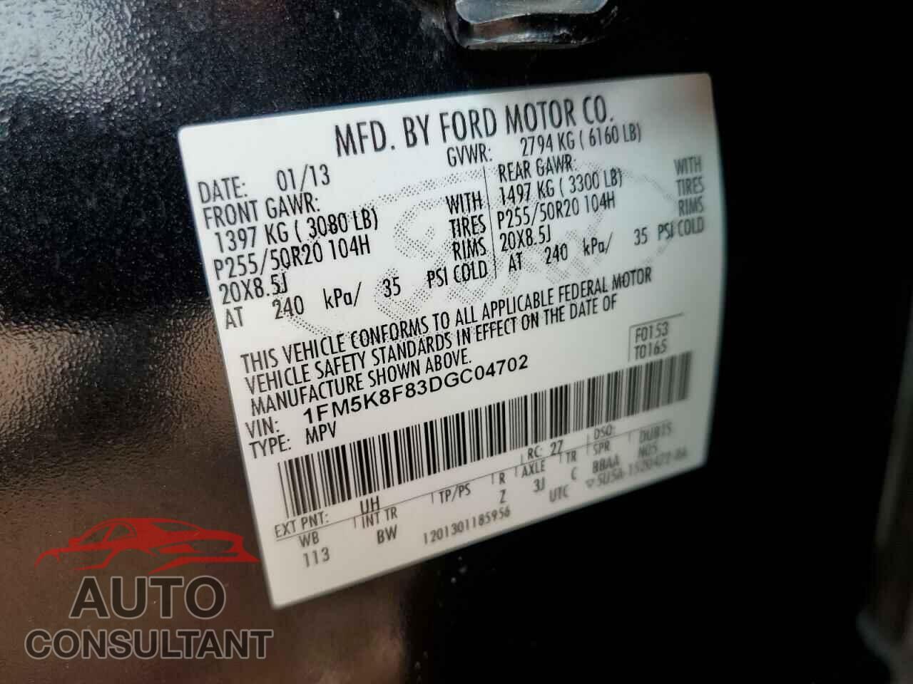 FORD EXPLORER 2013 - 1FM5K8F83DGC04702