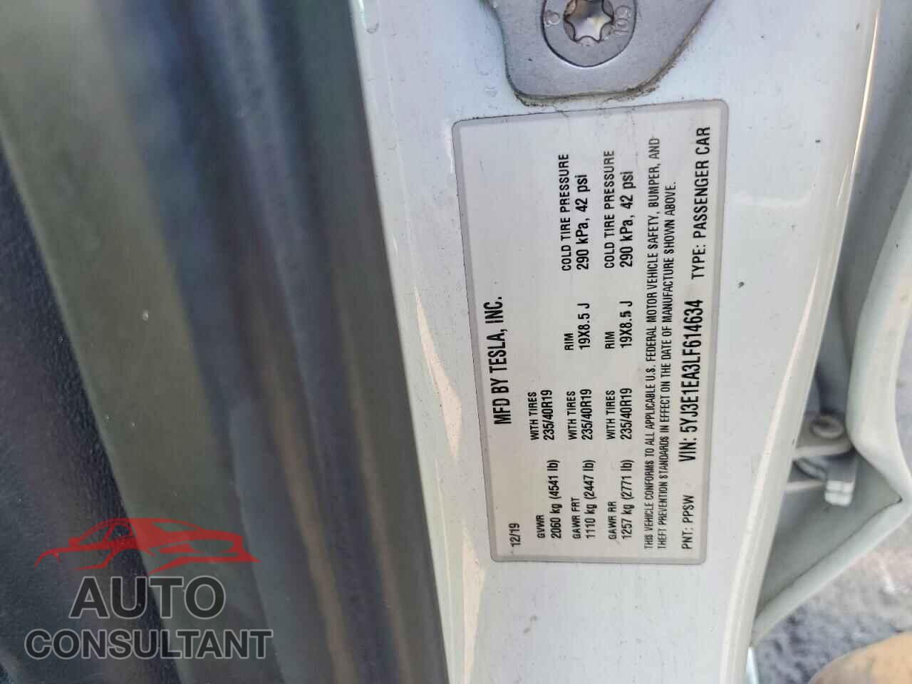 TESLA MODEL 3 2020 - 5YJ3E1EA3LF614634
