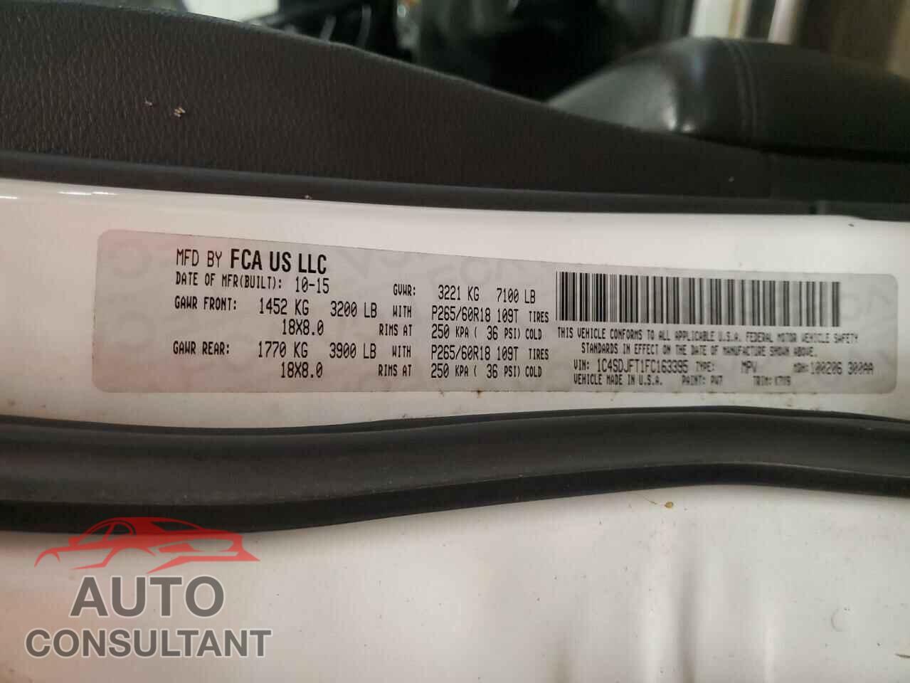 DODGE DURANGO 2015 - 1C4SDJFT1FC163395