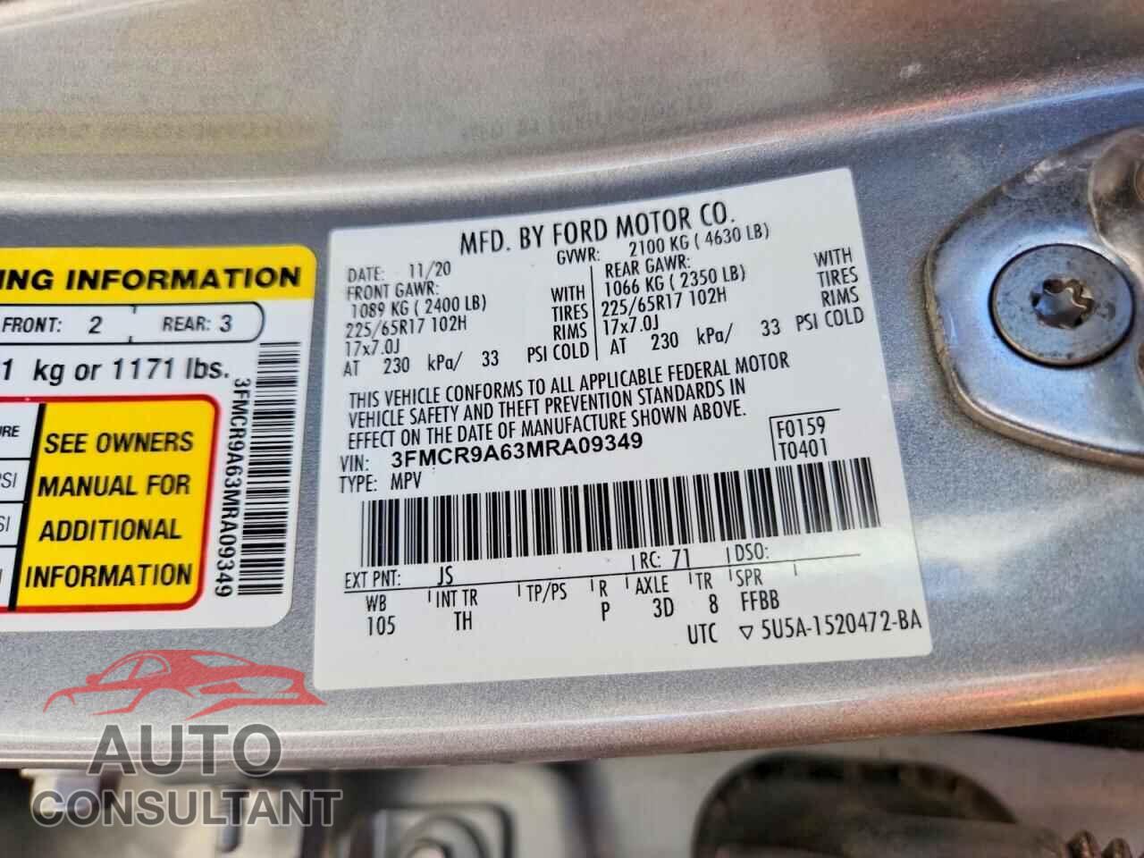 FORD BRONCO 2021 - 3FMCR9A63MRA09349