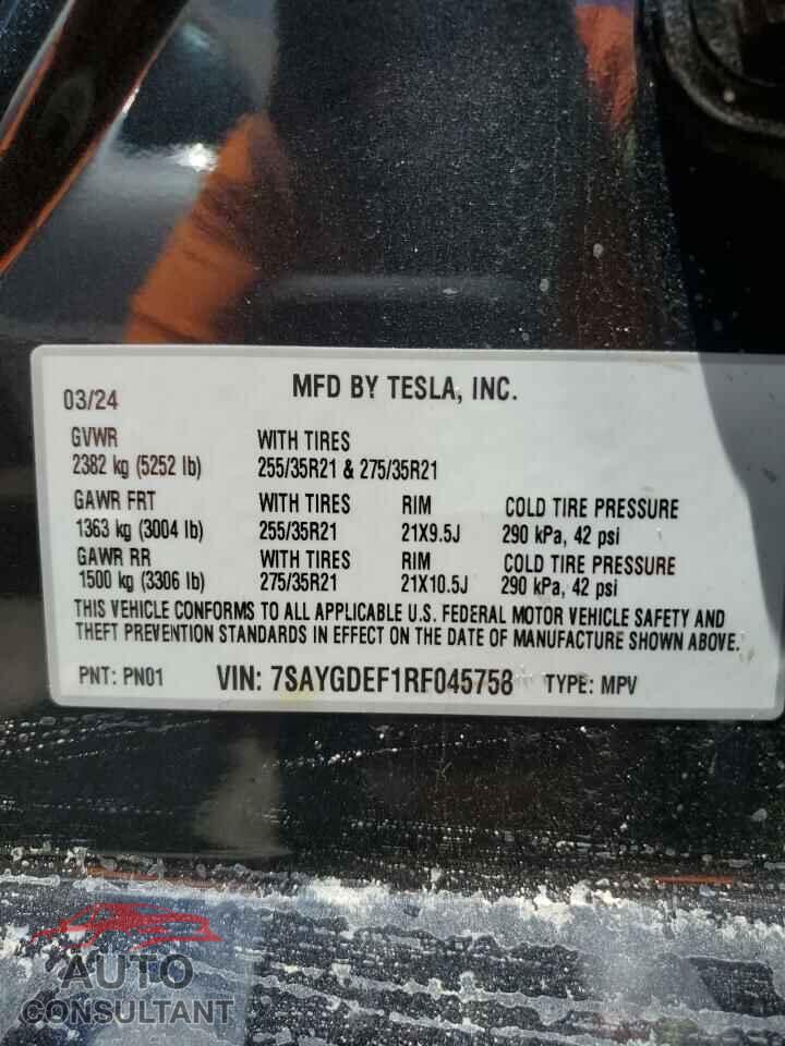 TESLA MODEL Y 2024 - 7SAYGDEF1RF045758