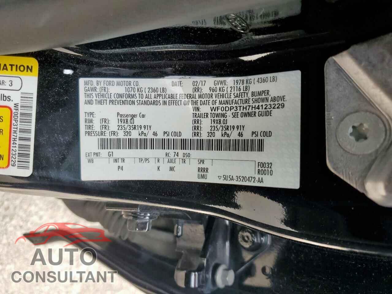 FORD FOCUS 2017 - WF0DP3TH7H4123229