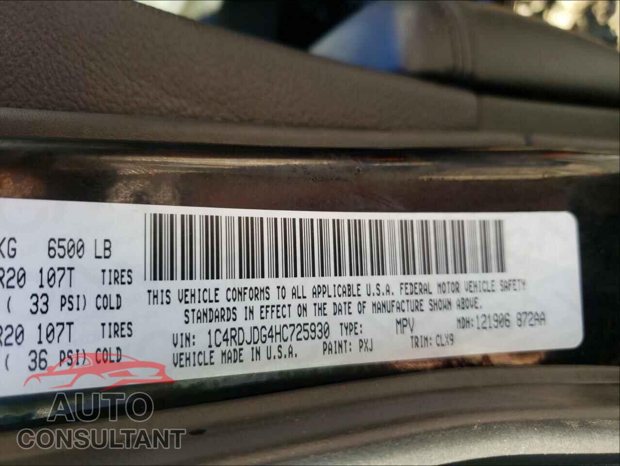 DODGE DURANGO 2017 - 1C4RDJDG4HC725930