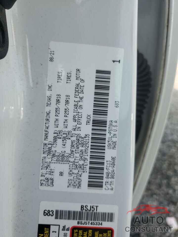 TOYOTA TUNDRA 2021 - 5TFEY5F1XMX292135