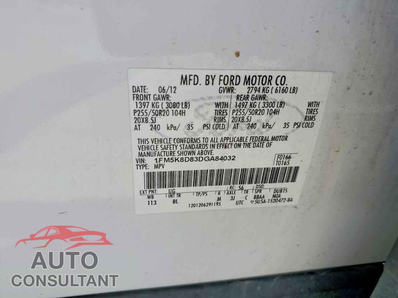 FORD EXPLORER 2013 - 1FM5K8D83DGA84032