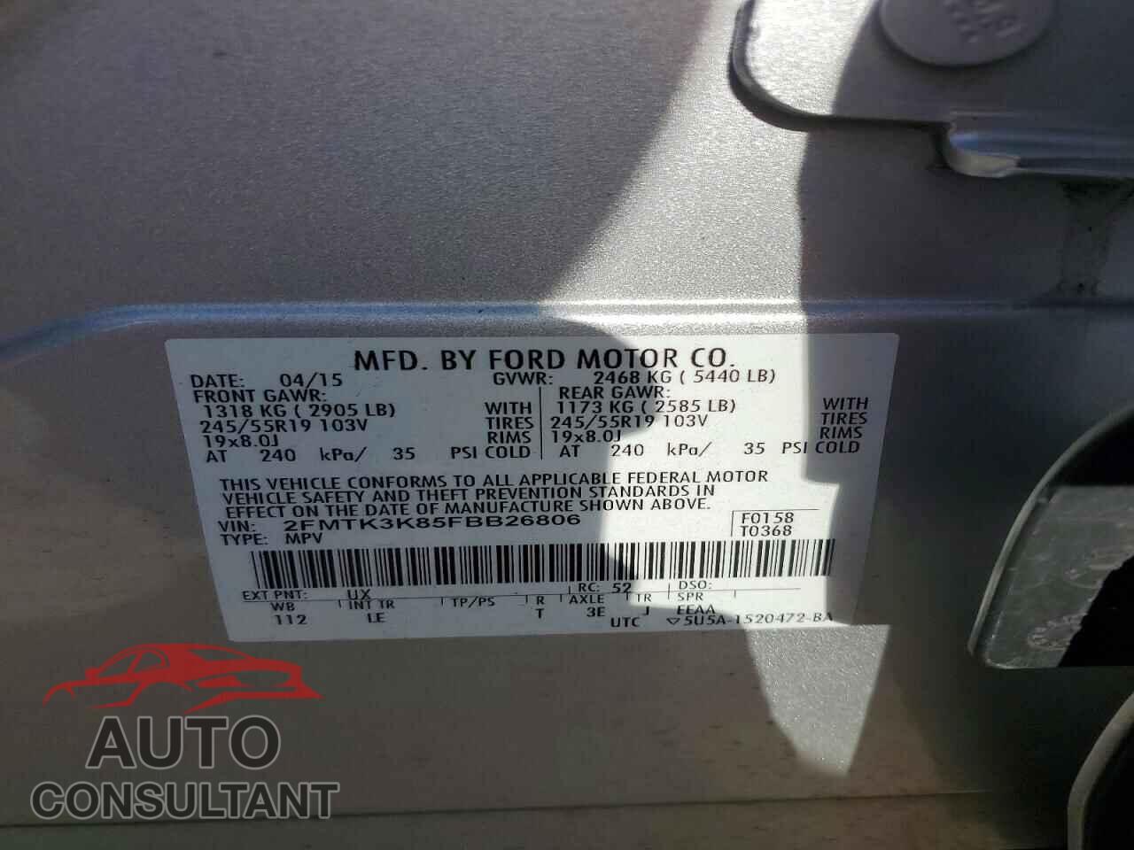 FORD EDGE 2015 - 2FMTK3K85FBB26806