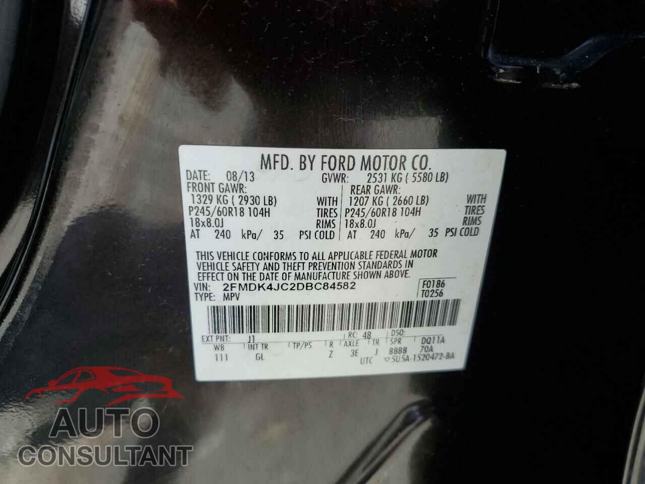 FORD EDGE 2013 - 2FMDK4JC2DBC84582
