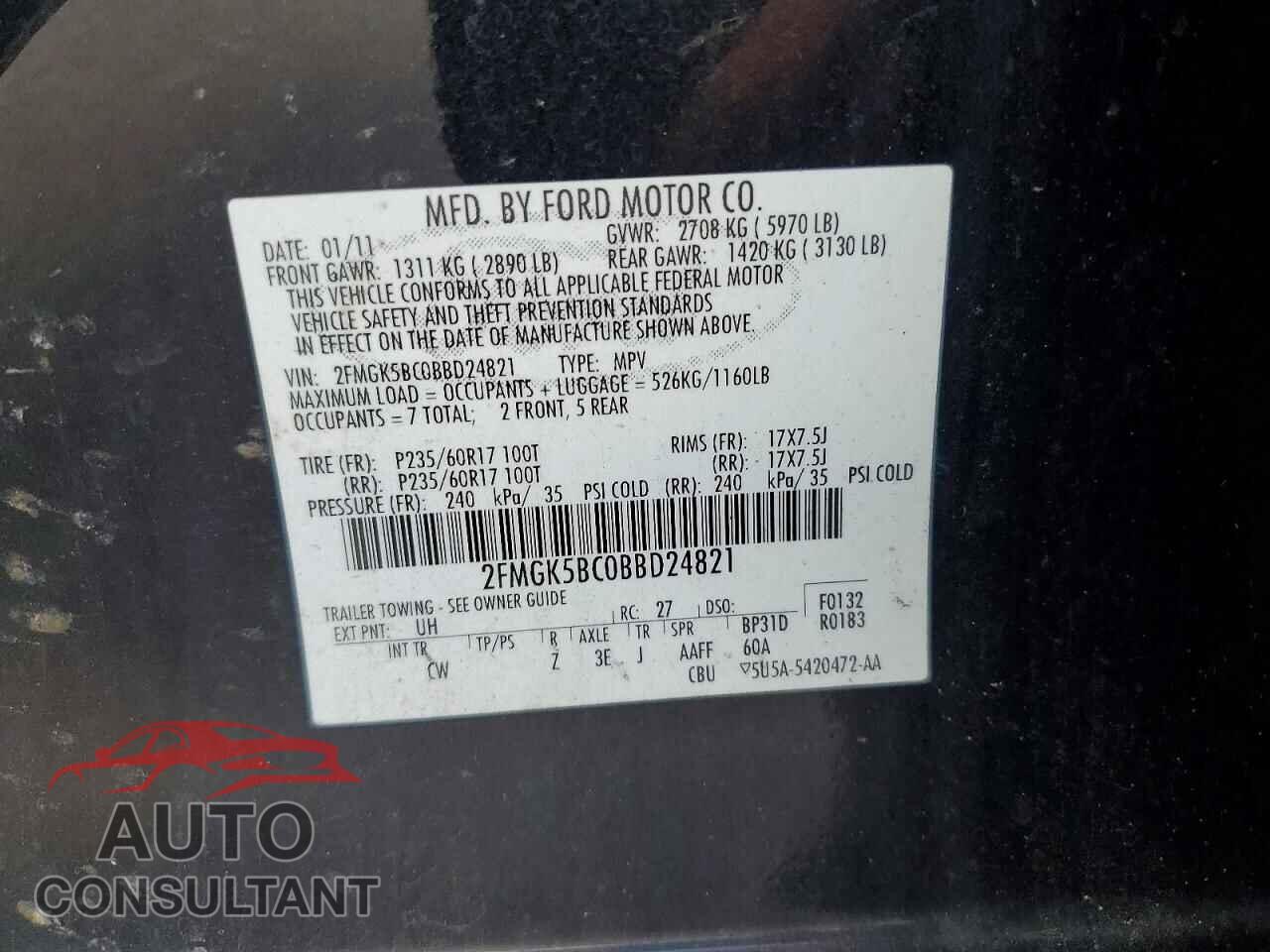 FORD FLEX 2011 - 2FMGK5BC0BBD24821
