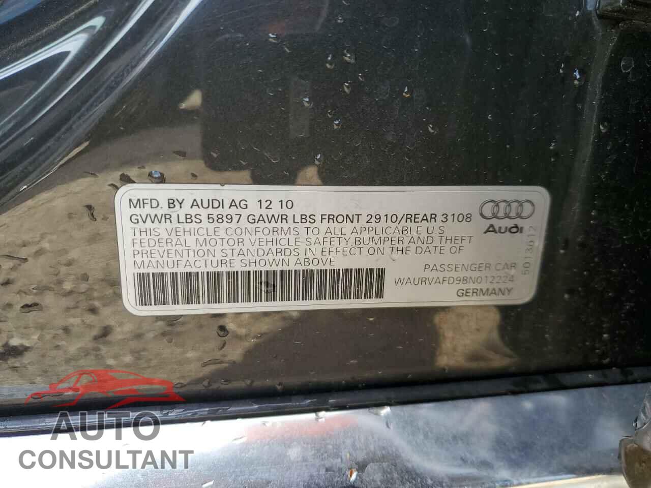 AUDI A8 2011 - WAURVAFD9BN012224