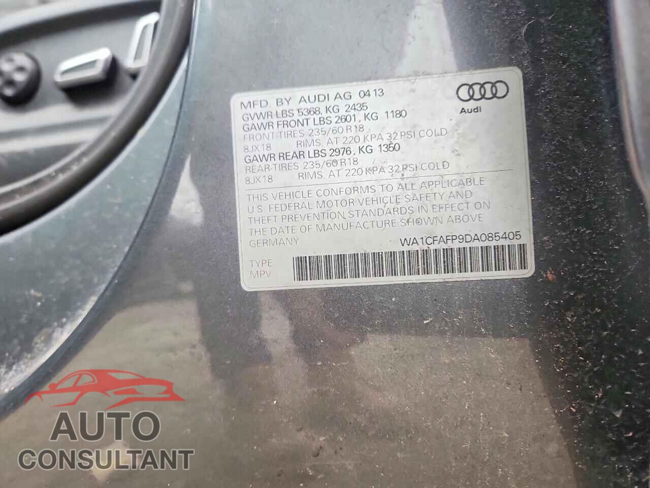 AUDI Q5 2013 - WA1CFAFP9DA085405