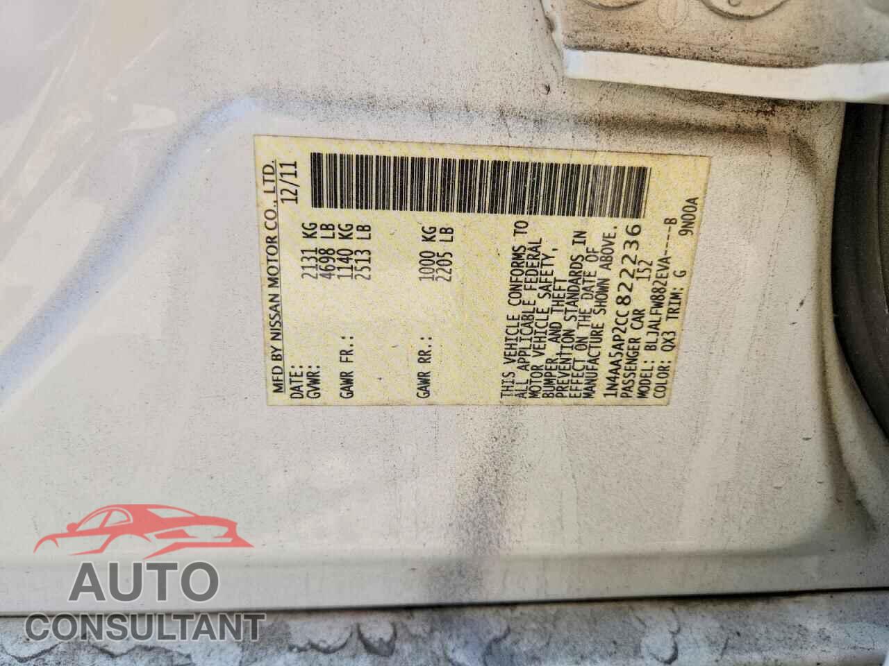 NISSAN MAXIMA 2012 - 1N4AA5AP2CC822236