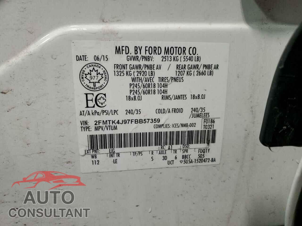 FORD EDGE 2015 - 2FMTK4J97FBB57359