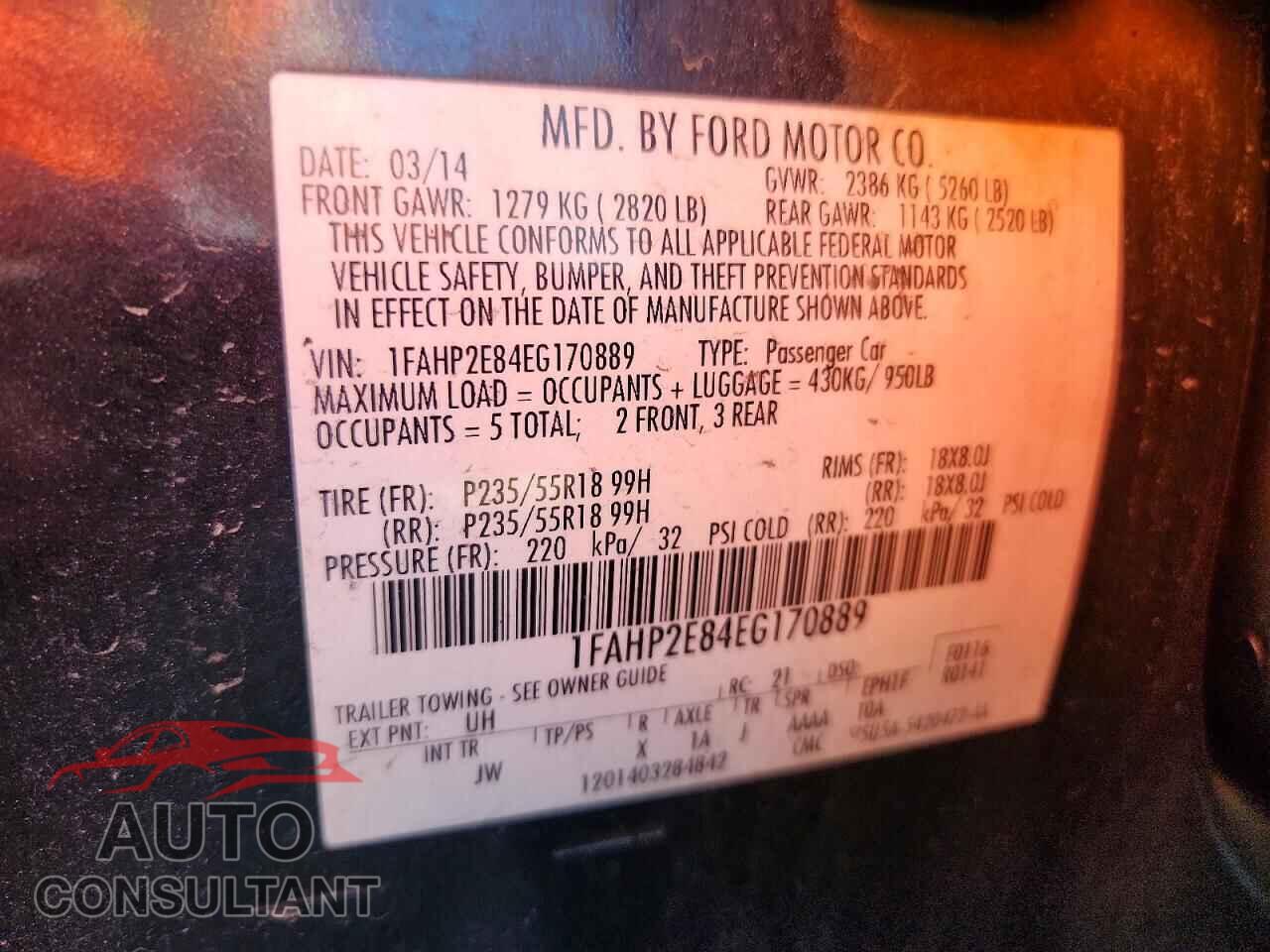 FORD TAURUS 2014 - 1FAHP2E84EG170889