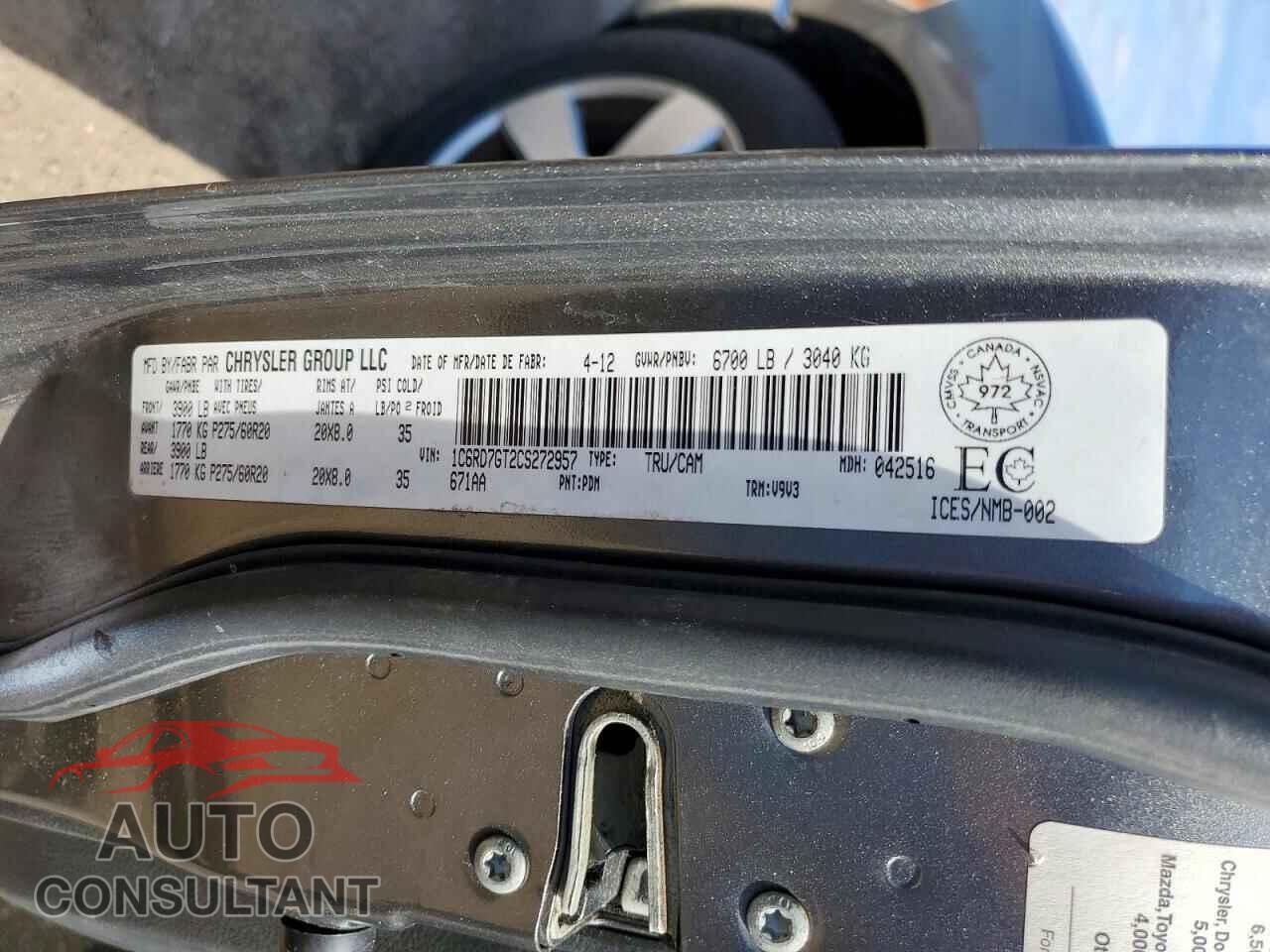 DODGE RAM 1500 2012 - 1C6RD7GT2CS272957