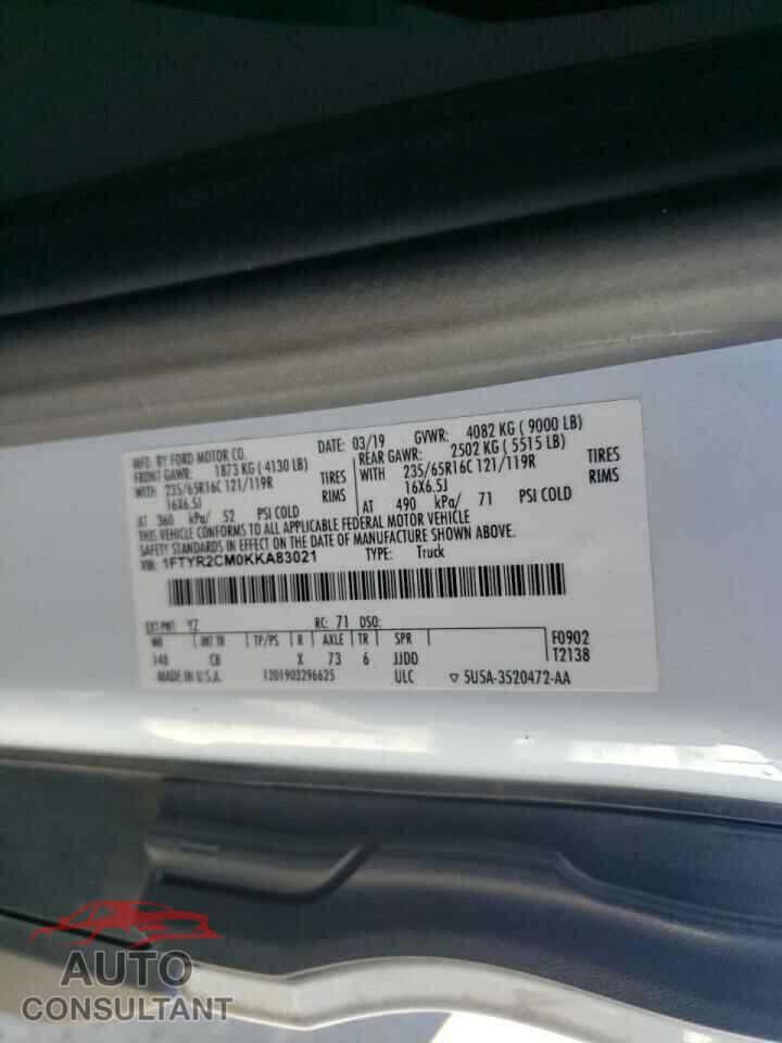 FORD TRANSIT 2019 - 1FTYR2CM0KKA83021