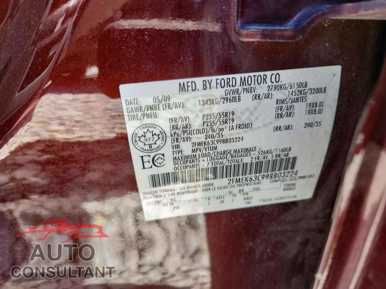 FORD FLEX 2009 - 2FMEK63C99BB03224