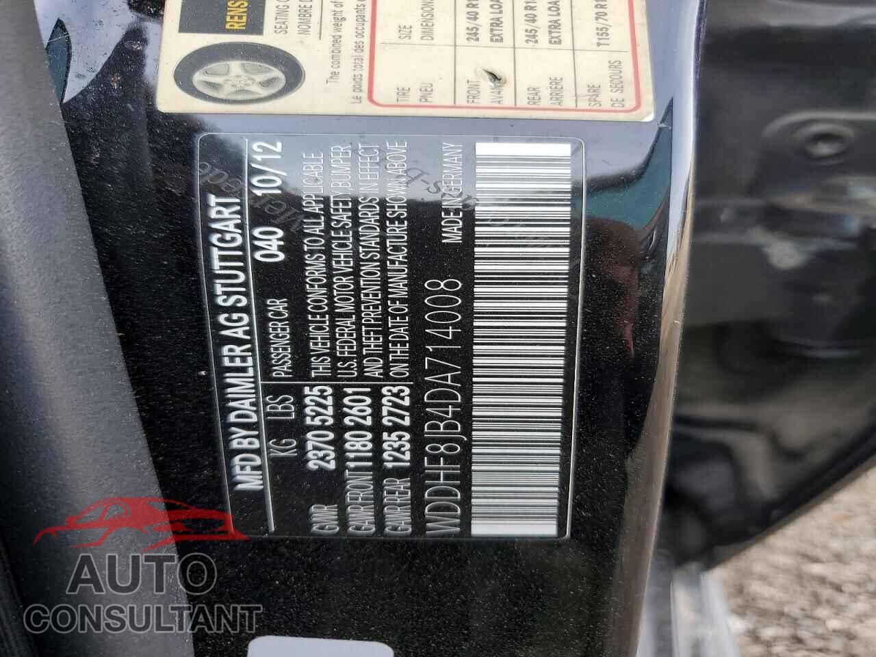MERCEDES-BENZ E-CLASS 2013 - WDDHF8JB4DA714008