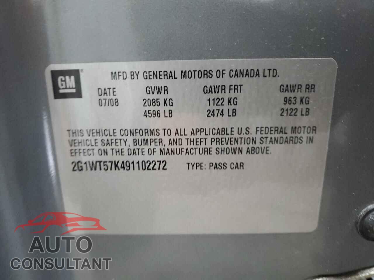 CHEVROLET IMPALA 2009 - 2G1WT57K491102272
