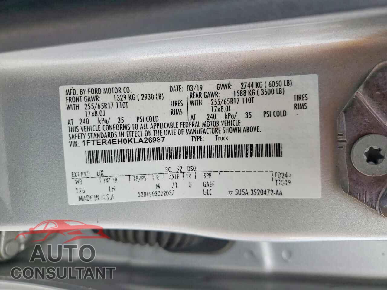 FORD RANGER 2019 - 1FTER4EH0KLA26987