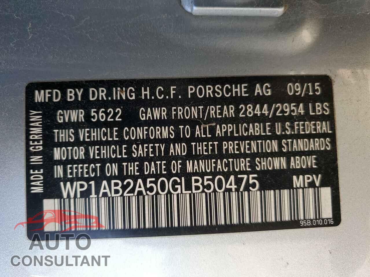 PORSCHE MACAN 2016 - WP1AB2A50GLB50475