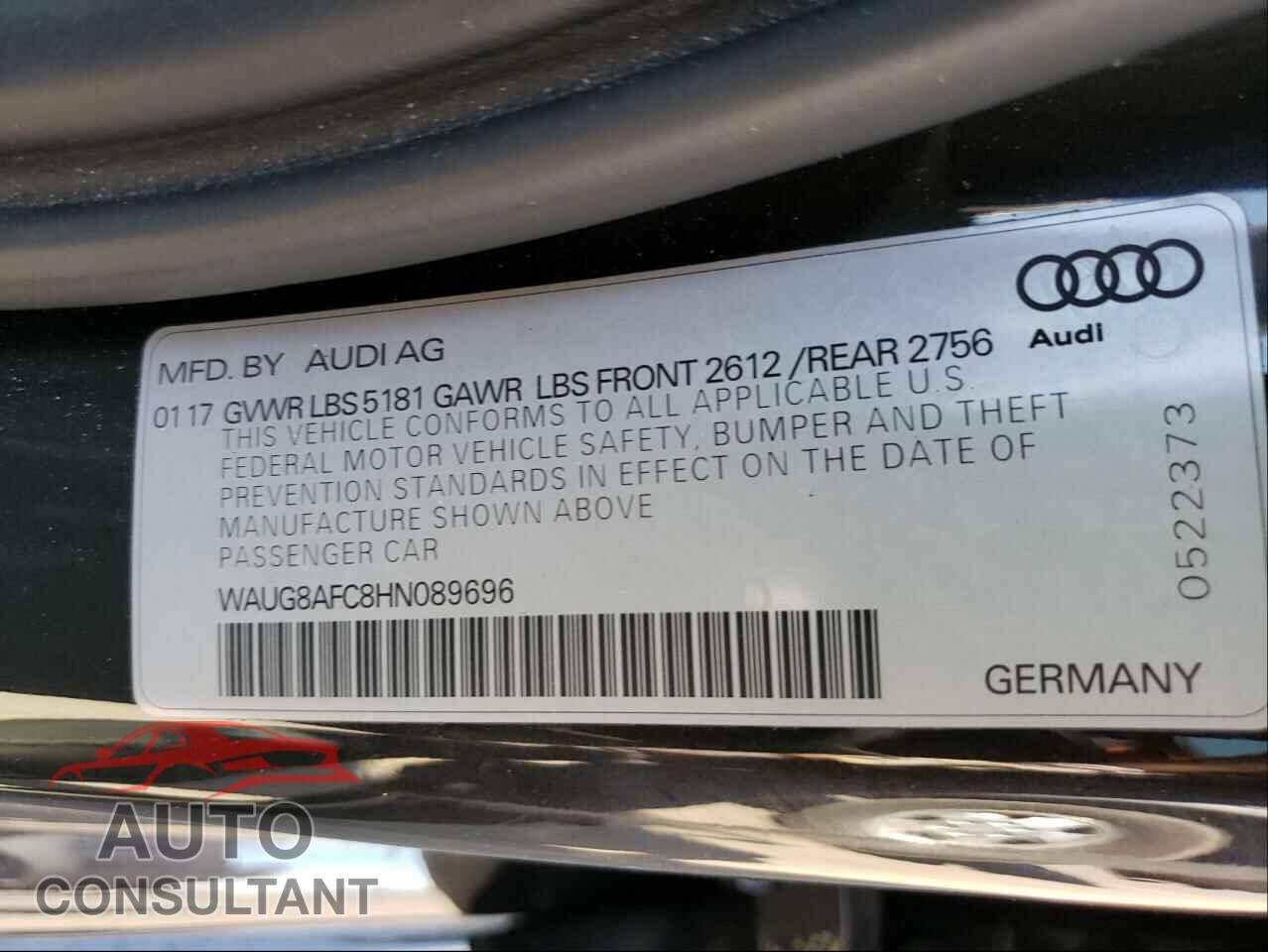 AUDI A6 2017 - WAUG8AFC8HN089696
