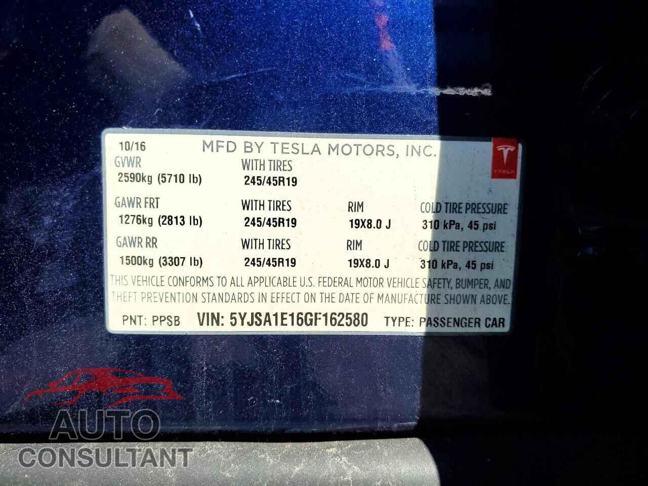 TESLA MODEL S 2016 - 5YJSA1E16GF162580